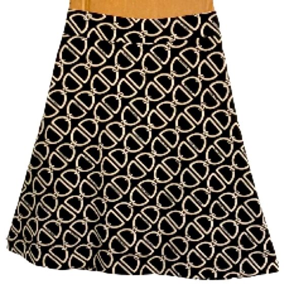 WHITE HOUSE BLACK MARKET Chain Black White A Line Career Business Skirt Medium - Picture 4 of 14